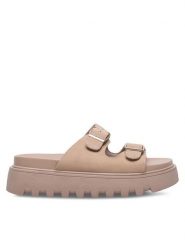 DeeZee Klapki HY86009-19 Beżowy. Brązowe klapki damskie DeeZee, bez wzorów, z syntetyku, bez obcasa. Za 129.99 zł.