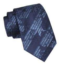 Krawat Męski, Klasyczny - ALTIES - Granat, Kwiaty. Niebieskie krawaty i muchy męskie Alties, bez wzorów, z tkaniny, eleganckie. Za 49.00 zł.