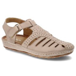Beżowe Sandały Maciejka Skórzane Buty Damskie. Brązowe sandały damskie Maciejka, bez wzorów, ze skóry, bez obcasa. Za 349.00 zł.
