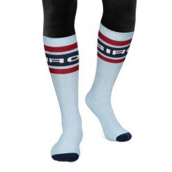 Skarpety narciarskie retro Siroko Albulapass Light Blue. Niebieskie skarpetki damskie SIROKO, bez wzorów. Za 63.00 zł.