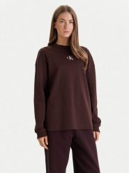 Calvin Klein Jeans Bluza Monologo LV047E211G Brązowy Oversize. Brązowe bluzy bez kaptura damskie Calvin Klein Jeans, xl, z bawełny. Za 249.99 zł.