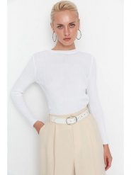 Trendyol Sweter w kolorze kremowym rozmiar: L. Brązowe swetry klasyczne damskie Trendyol, l, prążkowane, bez kołnierzyka. Za 65.38 zł.