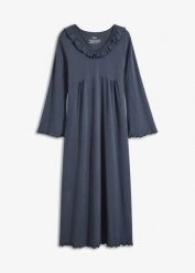 Koszula nocna z falbanami. Niebieskie koszule nocne damskie bonprix, bez wzorów. Za 74.99 zł.
