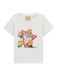 Guess Jeans T-Shirt N6YI28 K6652 Biały Regular Fit. Białe t-shirty chłopięce Guess Jeans, z aplikacjami, z bawełny, bez ramiączek. Za 97.99 zł.