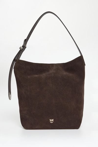 Torebka zamszowa Bucket Big Trittico PINKO. Torebki klasyczne damskie Pinko, bez wzorów, z zamszu, zamszowe, bez dodatków. Za 1,979.00 zł.