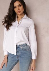 Biała Koszula Good Vibes Only. Białe koszule damskie Renee, s, z aplikacjami, eleganckie, bez kołnierzyka, bez ramiączek. Za 79.99 zł.