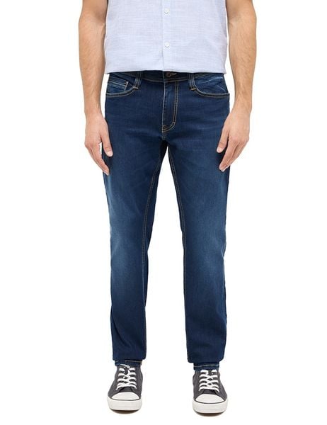 Męskie Spodnie Jeansowe Mustang Style Oregon Slim Denim Blue 1016316 5000 803. Niebieskie spodnie materiałowe męskie Mustang, bez wzorów, z denimu. Za 199.99 zł.