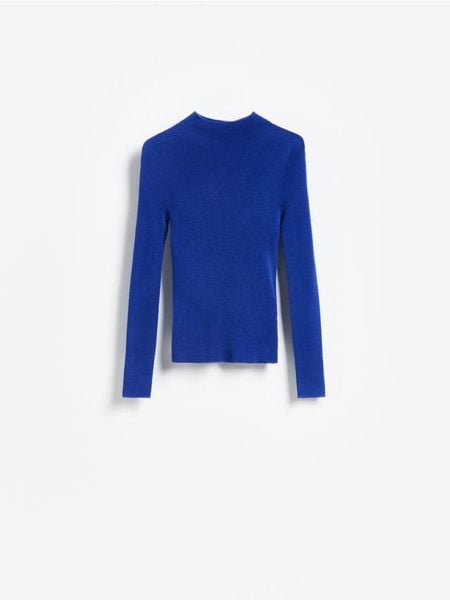 Sweter z dodatkiem wełny - niebieski. Niebieskie swetry klasyczne damskie Reserved, l, z dzianiny, bez kołnierzyka. Za 129.99 zł.