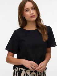 Vero Moda Bluzka w kolorze czarnym rozmiar: S. Czarne bluzki damskie Vero Moda, s, bez wzorów, bez kołnierzyka, bez ramiączek. Za 70.24 zł.