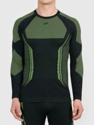 4F Koszulka termiczna w kolorze zielono-czarnym rozmiar: S/M. Czarne t-shirty sportowe męskie 4f, m, z materiału, bez ramiączek. Za 129.95 zł.