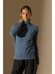 Perfect Cashmere Kaszmirowy golf w kolorze niebieskim rozmiar: L. Niebieskie golfy damskie Perfect Cashmere, l, bez wzorów, z kaszmiru, bez ramiączek. Za 448.45 zł.