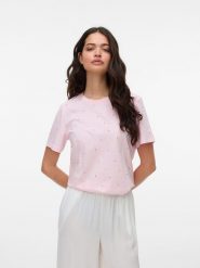 Vero Moda Koszulka w kolorze jasnoróżowym rozmiar: XS. Różowe bluzki damskie Vero Moda, xs, bez wzorów, z bawełny, bez kołnierzyka, bez ramiączek. Za 39.58 zł.