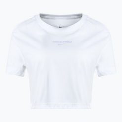 Koszulka treningowa damska Nike Dri-Fit Pro. Białe bluzki sportowe damskie Nike, l, bez wzorów, bez ramiączek. Za 129.99 zł.