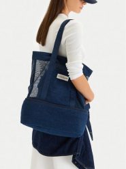 Guess Jeans Torebka CWBEO-GUESS-M-004-09 Granatowy. Niebieskie torebki klasyczne damskie Guess Jeans, z aplikacjami, z jeansu, bez dodatków. Za 189.99 zł.