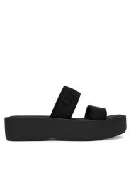 Calvin Klein Klapki Flatform Sndl Webbing HW0HW02878 Czarny. Czarne klapki damskie CALVIN KLEIN, bez wzorów, z materiału, bez obcasa. Za 329.99 zł.