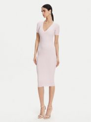 Elisabetta Franchi Sukienka dzianinowa AM-53S-51E2 Różowy Slim Fit. Czerwone sukienki damskie Elisabetta Franchi, s, bez wzorów, z dzianiny, bez kołnierzyka, bez ramiączek. Za 1,489.00 zł.