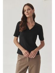 TATUUM Bluzka w kolorze czarnym rozmiar: XS. Czarne bluzki damskie Tatuum, xs, bez wzorów, z bawełny, bez kołnierzyka, bez ramiączek. Za 87.40 zł.