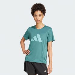 Koszulka Run It. Niebieskie bluzki damskie Adidas, s, bez wzorów, bez ramiączek. W wyprzedaży za 100.62 zł.