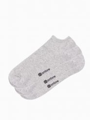 Skarpety męskie stopki 3-pak - szary melanż V3. Szare skarpetki męskie Ombre Clothing, bez wzorów, z bawełny. Za 49.99 zł.