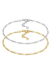 Elli Damski Zestaw Figaro Basic Bicolor Trend regulowany z pozłacanego srebra próby 925 Sterling Silver Bransoletki 1 ct. Szare bransoletki damskie Elli, pozłacane. Za 279.19 zł.