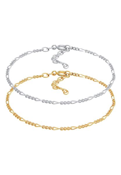 Elli Damski Zestaw Figaro Basic Bicolor Trend regulowany z pozłacanego srebra próby 925 Sterling Silver Bransoletki 1 ct. Szare bransoletki damskie Elli, pozłacane. Za 279.19 zł.