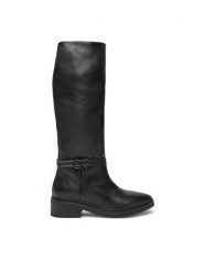Calvin Klein Kozaki HW0HW02184 Czarny. Czarne kozaki damskie CALVIN KLEIN, ze skóry, bez obcasa, na płaskiej podeszwie. Za 1,199.00 zł.