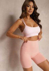 Różowe Szorty Kolarki High Waist z Efektem Push Up Pielara. Czerwone szorty damskie Renee, bez wzorów, eleganckie, z podwyższonym stanem. Za 39.99 zł.
