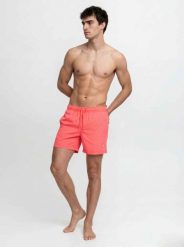Kąpielówki Męskie - Tropic Solid - Gorący Koral. Czerwone kąpielówki męskie Jack&Jones, l, bez wzorów, z materiału, na fitness i siłownię. Za 156.20 zł.