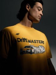 4F T-shirt regular z nadrukiem uniseks 4F x Drift Masters - żółty 3XL. Żółte t-shirty męskie 4f, m, bez wzorów, z bawełny, bez kołnierzyka. Za 119.99 zł.