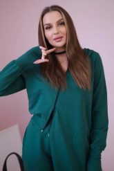 Komplet dresowy bluza z dłuższym bokiem ciemny zielony. Zielone bluzy z kapturem damskie KESI, l, z bawełny. Za 334.56 zł.