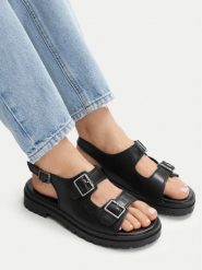 G-Star Raw Sandały CEO-WI34-3310-18608 Czarny. Czarne sandały damskie G-Star, bez wzorów, ze skóry, bez obcasa, na płaskiej podeszwie. Za 149.99 zł.