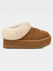 UGG Skórzane kapcie "Tazzlita" w kolorze jasnobrązowym rozmiar: 38. Brązowe kapcie damskie Ugg, ze skóry. Za 434.85 zł.