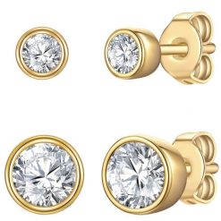 Rafaela Donata Komplet (2 kolczyki) z Srebro wysokiej próby w Żółte złoto Kolczyki 1 ct Damski. Żółte kolczyki damskie Rafaela Donata, z cyrkonią, pozłacane, na sztyftcie. Za 219.99 zł.