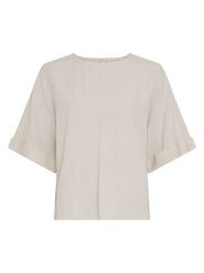 MOSS COPENHAGEN Bluzka w kolorze beżowym rozmiar: S/M. Brązowe bluzki damskie MOSS COPENHAGEN, m, bez wzorów, bez kołnierzyka, bez ramiączek. Za 169.95 zł.