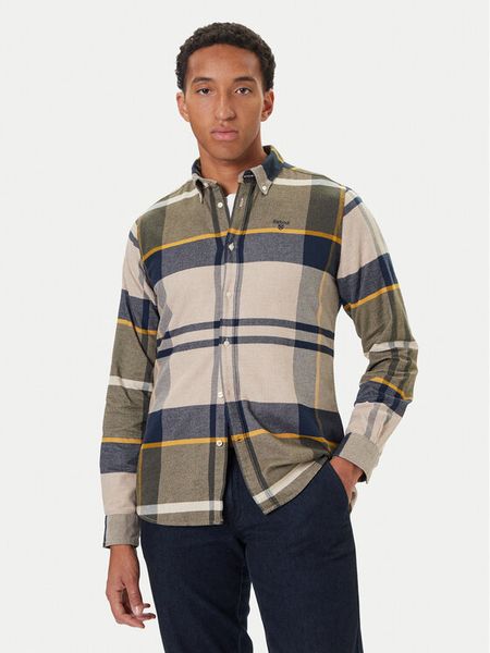 Barbour Koszula Iceloch MSH4994TN16 Zielony Tailored Fit. Zielone koszule męskie Barbour, l, bez wzorów, z bawełny, bez kołnierzyka, bez ramiączek. Za 469.99 zł.