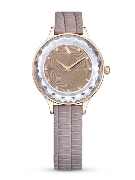 Swarovski Zegarek kwarcowy w kolorze różowozłoto-szaro-jasnobrązowym rozmiar: onesize. Szare, analogowe zegarki damskie Swarovski, ze stali. Za 543.99 zł.