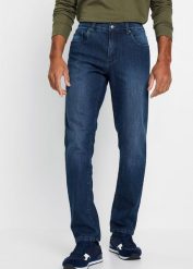 Lekkie jeansy slim fit, straight. Niebieskie jeansy męskie bonprix. Za 119.99 zł.