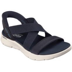 Sandały damskie Skechers Go Walk Flex Sandal Glimmer. Niebieskie sandały damskie Skechers, bez wzorów, z materiału, bez obcasa. Za 490.00 zł.