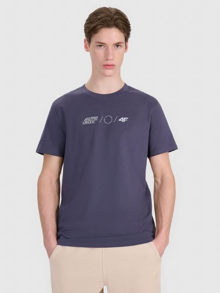 4F T-shirt regular z nadrukiem męski - szary L. Szare t-shirty męskie 4f, l, bez wzorów, z bawełny, bez kołnierzyka. Za 59.99 zł.