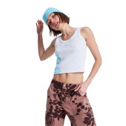 Koszulka bez rękawów damska KEEP IT COOL. Białe bluzki sportowe damskie Roxy, m, z bawełny, bez kołnierzyka, bez ramiączek. Za 109.99 zł.