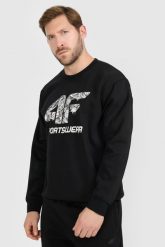 4F Bluza dresowa nierozpinana bez kaptura męska - czarna M. Czarne bluzy bez kaptura męskie 4f, m, z dresówki. Za 159.99 zł.