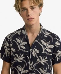 Superdry Koszula krótkim rękawem Hawaiian Print Canna Leaves Navy. Niebieskie koszule damskie Superdry., na lato, l, bez wzorów, z bawełny, bez kołnierzyka, bez ramiączek. Za 223.50 zł.