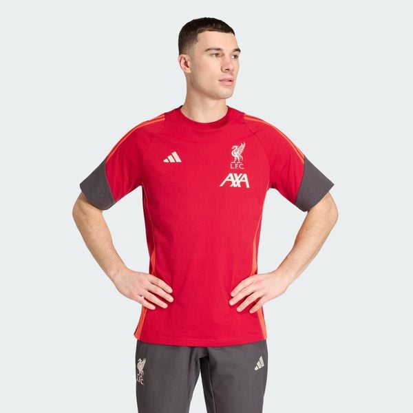 Koszulka Liverpool FC Tiro 25 Competition Cotton. Czerwone t-shirty sportowe męskie Adidas, z bawełny, bez ramiączek, do piłki nożnej. Za 199.00 zł.