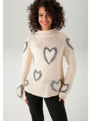 Aniston Sweter w kolorze beżowym rozmiar: 40. Brązowe golfy damskie Aniston, bez kołnierzyka. Za 65.99 zł.