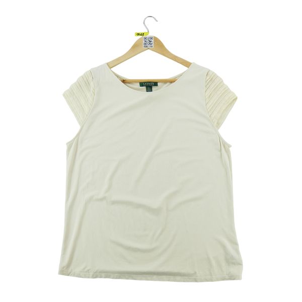 Lauren Ralph Lauren T-shirt damski z krótkim rękawem beżowy. Brązowe t-shirty damskie Ralph Lauren, l, bez wzorów, z jeansu, bez kołnierzyka. Za 59.60 zł.