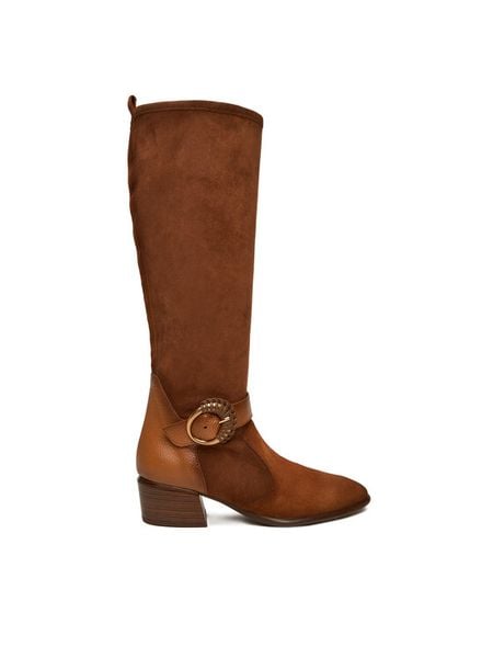 Hispanitas Kozaki PHI254257 Brązowy. Brązowe kozaki damskie Hispanitas, ze skóry, bez obcasa, na płaskiej podeszwie. Za 659.99 zł.