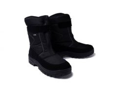 MANITU 670293-01 schwarz, śniegowce męskie. Czarne buty zimowe męskie Manitu, na zimę, z polaru, bez zapięcia. Za 724.90 zł.