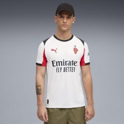 Koszulka piłkarska Puma AC Milan 25/26 wyjazdowa. Bluzki damskie Puma, s, bez wzorów, z materiału, sportowe, bez kołnierzyka, bez ramiączek. Za 459.99 zł.