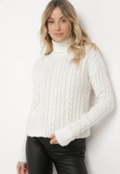 Jasnobeżowy Klasyczny Golf Fortella. Brązowe golfy damskie Born2be, l, bez wzorów, bez ramiączek. Za 99.99 zł.