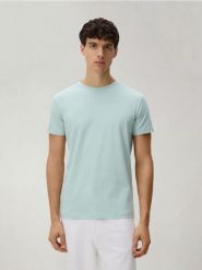 T-shirt slim z bawełny pima - jasnoniebieski. Niebieskie t-shirty męskie Reserved, l, bez wzorów, z bawełny, bez kołnierzyka. Za 79.99 zł.